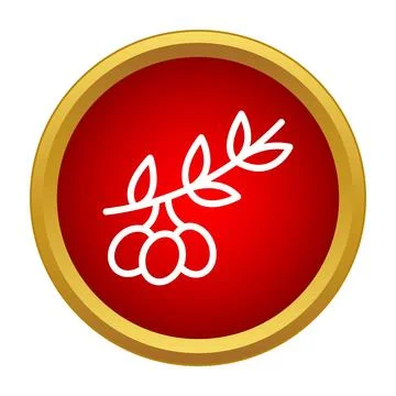 Olive branch icon symbolizing peace in red button Stock Illustration