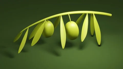 Olive branch with leaves. Abstract loop animation Stock Footage 278977810