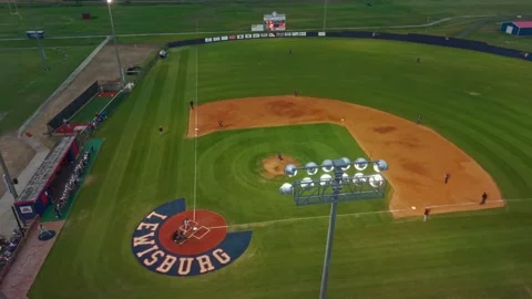 Olive Branch, MS – April 14, 2026: Drone view of a High School baseball game. Video stock 334328035