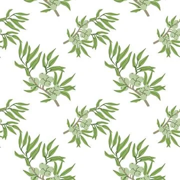 Olive Branch Pattern Design for Mediterranean Garden Style Stock Illustration