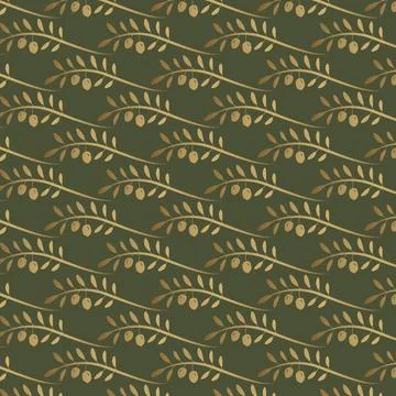 Olive Branch Seamless Pattern Design Illustrazione stock