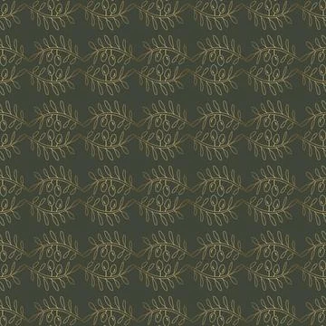 Olive Branch Seamless Pattern in Green and Gold Color for Extra Virgin Oliv.. Illustrazione stock