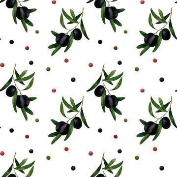 Olive branch. Seamless pattern for prints on wallpaper, textiles, diy, scra.. Stock Illustration
