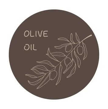 Olive branch vector in doodle, sketch style. Ink, pencil hand drawn olive tre Stock Illustration