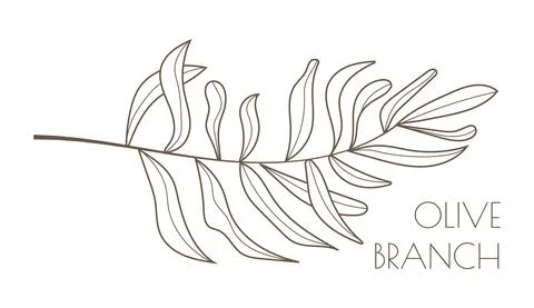 Olive branch vector in doodle, sketch style. Ink, pencil hand drawn olive tre 스톡 일러스트