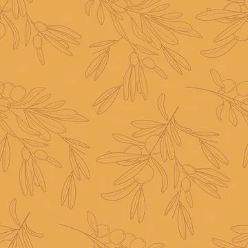 Olive branch wallpaper vector. Boho, abstract seamless pattern. Floral, line, Stock-Illustration