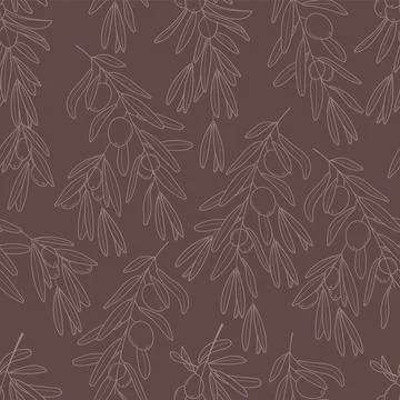 Olive branch wallpaper vector. Boho, abstract seamless pattern. Floral, line, Stock-Illustration