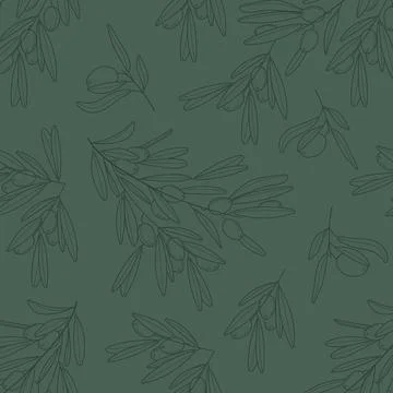 Olive branch wallpaper vector. Boho, abstract seamless pattern. Floral, line, Stock-Illustration