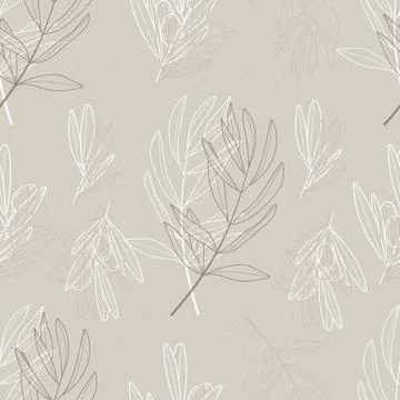Olive branch wallpaper vector. Boho, abstract seamless pattern. Floral, line, Stock-Illustration