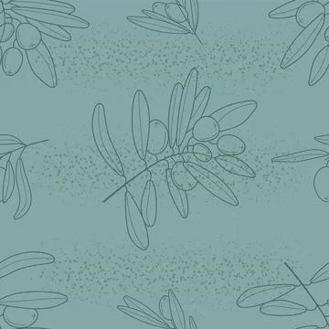 Olive branch wallpaper vector. Boho, abstract seamless pattern. Floral, line, 스톡 일러스트