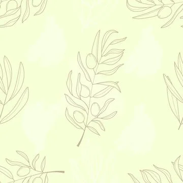 Olive branch wallpaper vector. Boho, abstract seamless pattern. Floral, line, Illustrazione stock