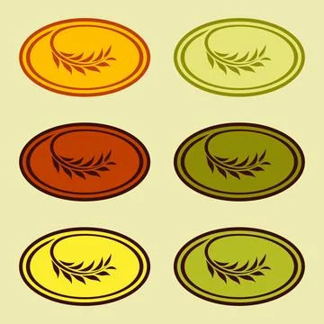 Olive branch. Wheat branch. Vector logo. Colorful collection. Green, yellow, red Stock Illustration
