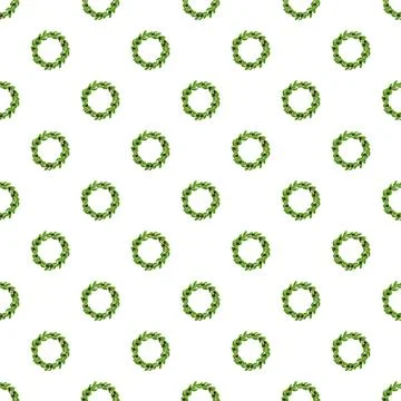 Olive branch wreath seamless pattern representing peace and victory Stock Illustration