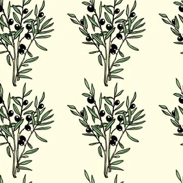 Olive branches pattern Stock Illustration