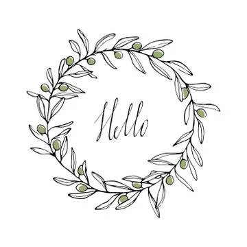 Olive branches wreath Stock Illustration