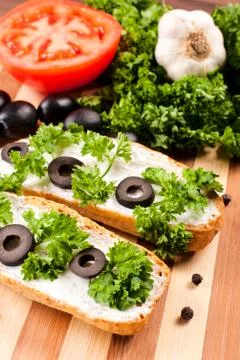 Olive bruschetta Stock Photos