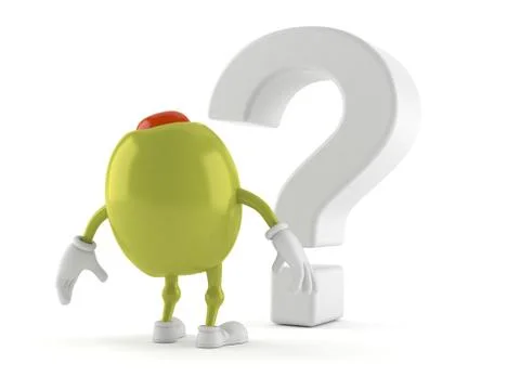 Olive character looking at question mark symbol Stock Illustration