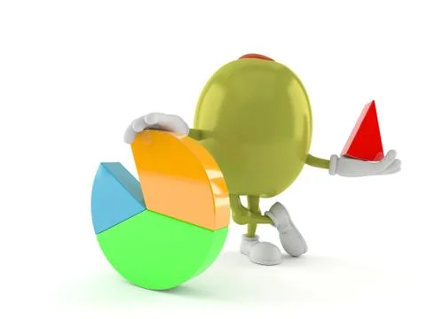 Olive character with pie chart Stock Illustration