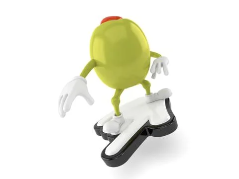 Olive character surfing on cursor Illustrazione stock