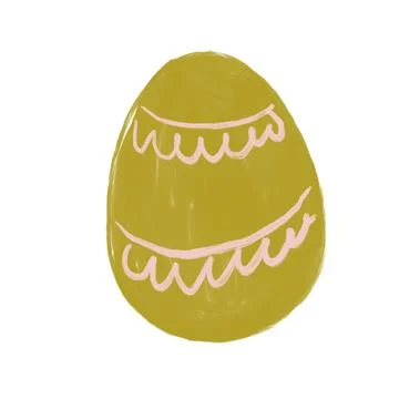 Olive Easter Egg with Pink Pattern 库存插图