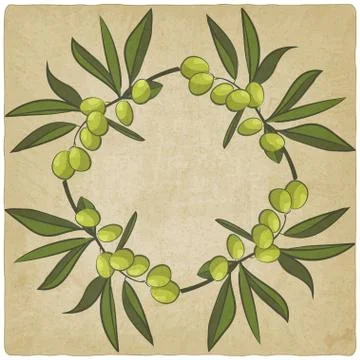 Olive eco old background Illustrazione stock