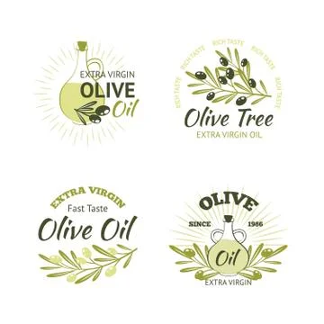 Olive Emblems Set Stock Illustration