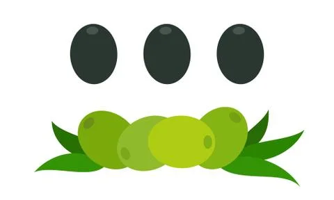 Olive fruit with leaves vector flat isolated Stock Illustration