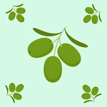 Olive fruit seamless for pattern fabric, simple olive fruit cute repeat in .. Stock Illustration