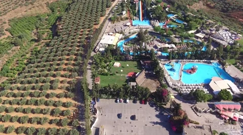 Olive Garden - Water Park -  Greece - Drone shot- 2.7 K Stock Footage