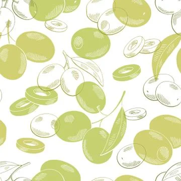Olive graphic color seamless pattern background sketch illustration vector Stock Illustration