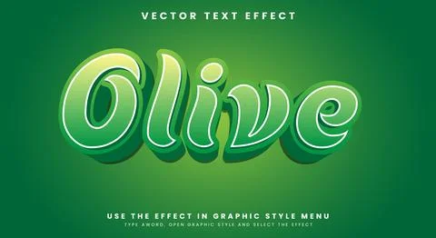 Olive green 3d editable text effect Stock Illustration