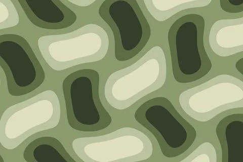 An olive green abstract pattern contains repeated rounded forms in moss, kh.. イラスト素材