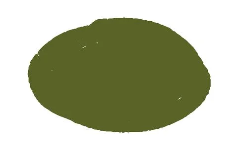 Olive green circular brush stroke with a raw, distressed texture. Suitable for Stock Illustration