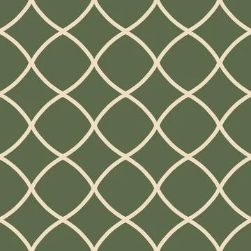 Olive Green Geometric Seamless Pattern With Cream Lattice Design Illustrazione stock