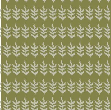 Olive green leaf pattern with repeating floral motif design Illustrazione stock