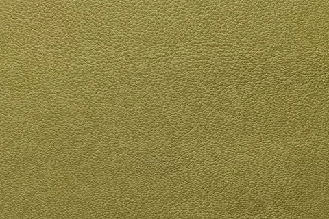 Olive green leather texture background with fine pebble grain pattern Stock Photos