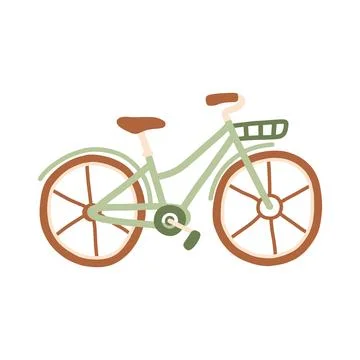 Olive green retro bicycle with a front luggage rack basket vector illustration Stock Illustration