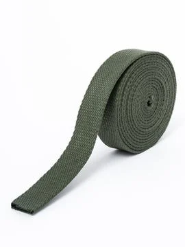 Olive green webbing strap unrolled variant three Stock Photos