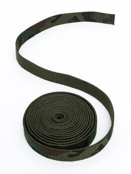 Olive green webbing strap unrolled variant Stock Photos