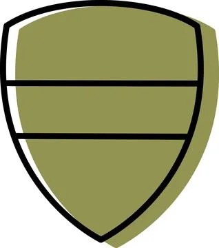 Olive heraldic shield with horizontal line 스톡 일러스트