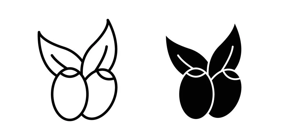 Olive icon silhouette vector set. thin line pack Stock Illustration