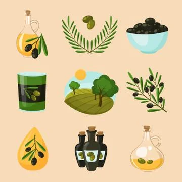 Olive Icons Set Illustrazione stock