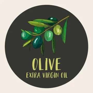 Olive label design Stock Illustration