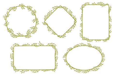 Olive leaf frames, vector set of elegant borders 스톡 일러스트
