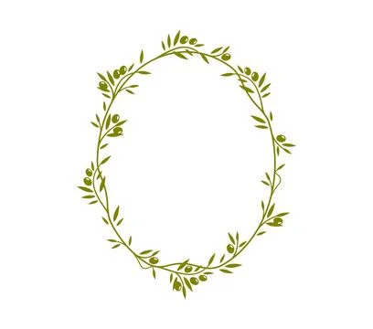 Olive leaves, branches and vines frame border Stock Illustration