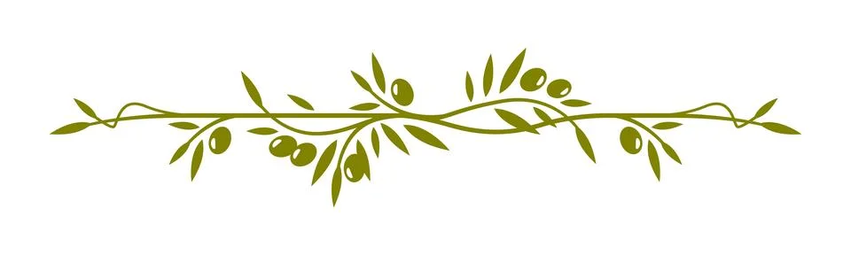 Olive leaves frame border line or divider Stock Illustration