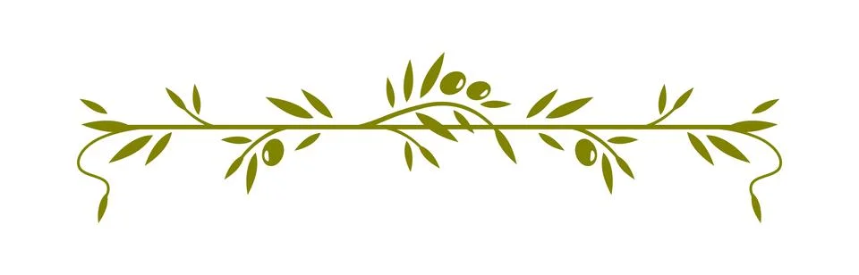 Olive leaves frame divider, border or boarder Stock Illustration