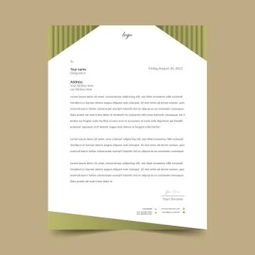 Olive Letterhead Pad Template Design 库存插图