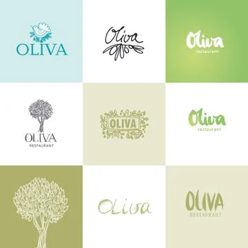 Olive logo color vector templates set Illustrazione stock