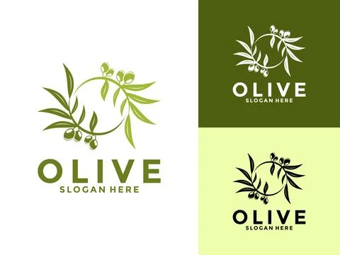 Olive Logo Vector Illustration, Premium Olive Oil logo Design Template Stock Illustration
